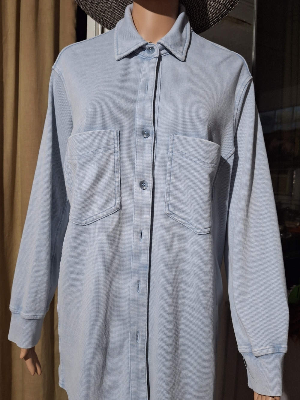 Light Blue WOMAN Long Sleeve Button-Up Shirt
